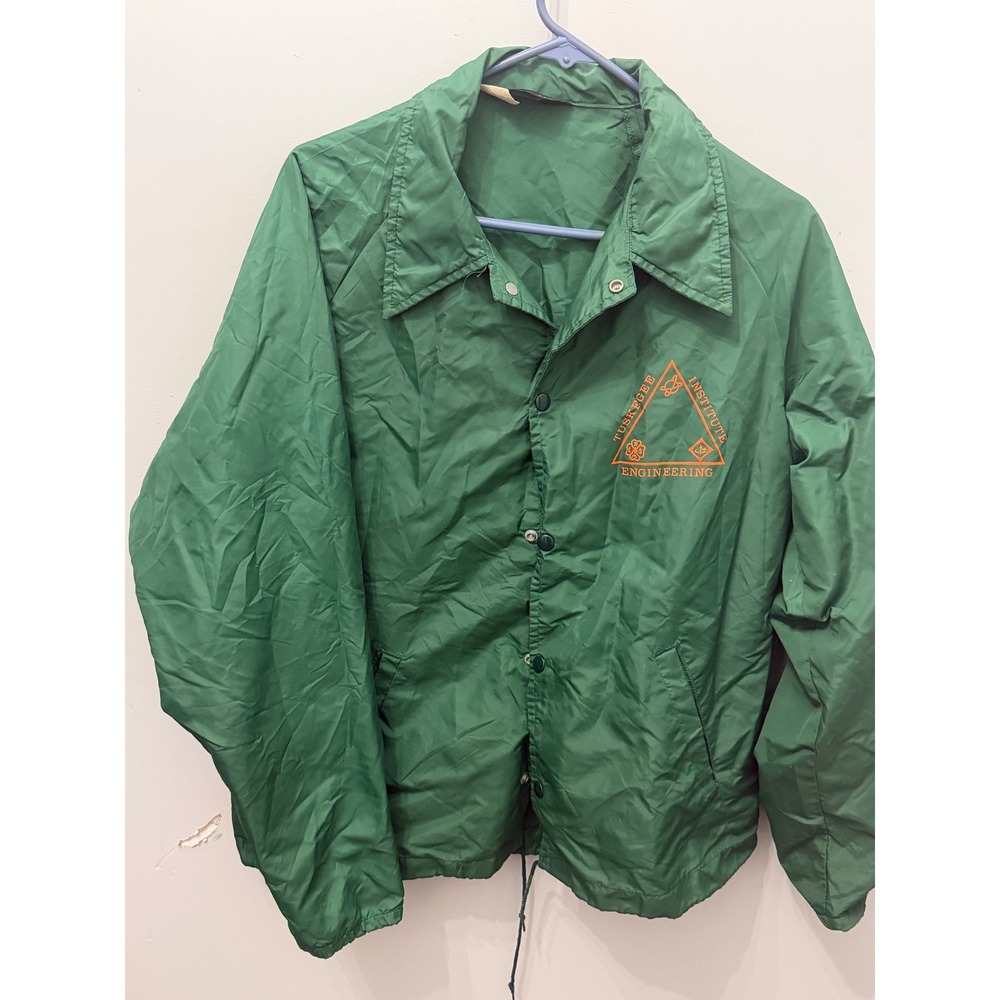 Vintage 70s Champion Running Man Jacket Tuskegee Institute Green Windbreaker